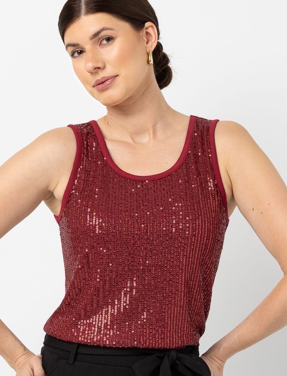 Camisole à paillettes à col dégagé