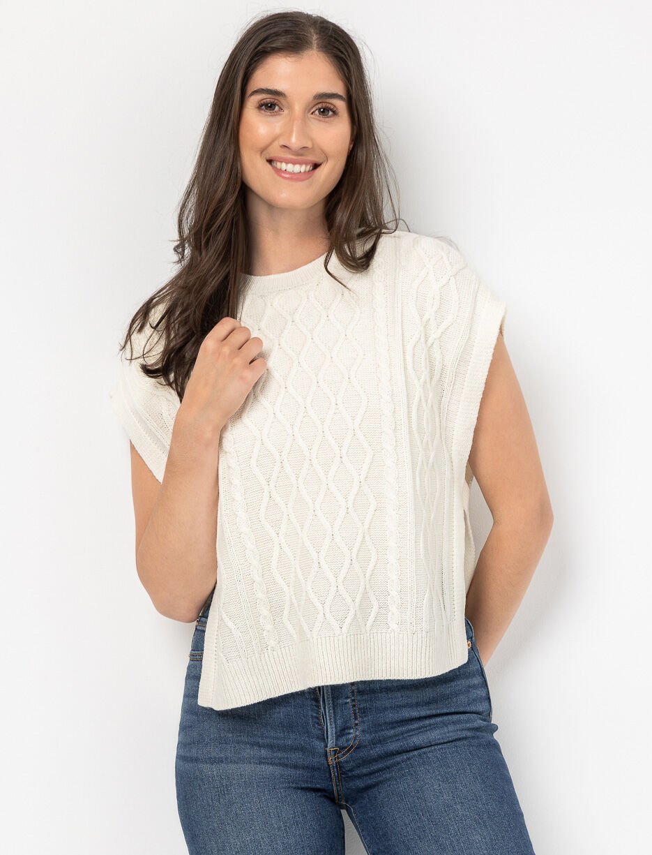 Chandail sans manches en tricot torsadé