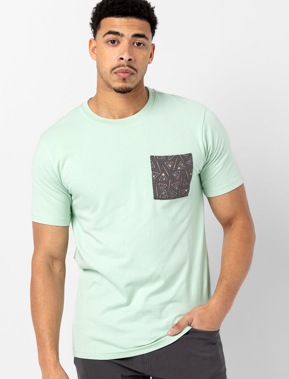 T-shirt uni &agrave; poche imprim&eacute;e