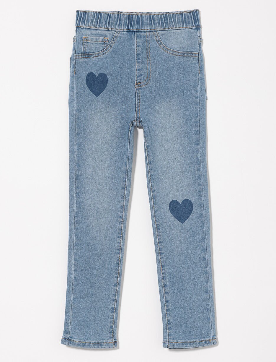Stretch Skinny Jeans with Heart Patches