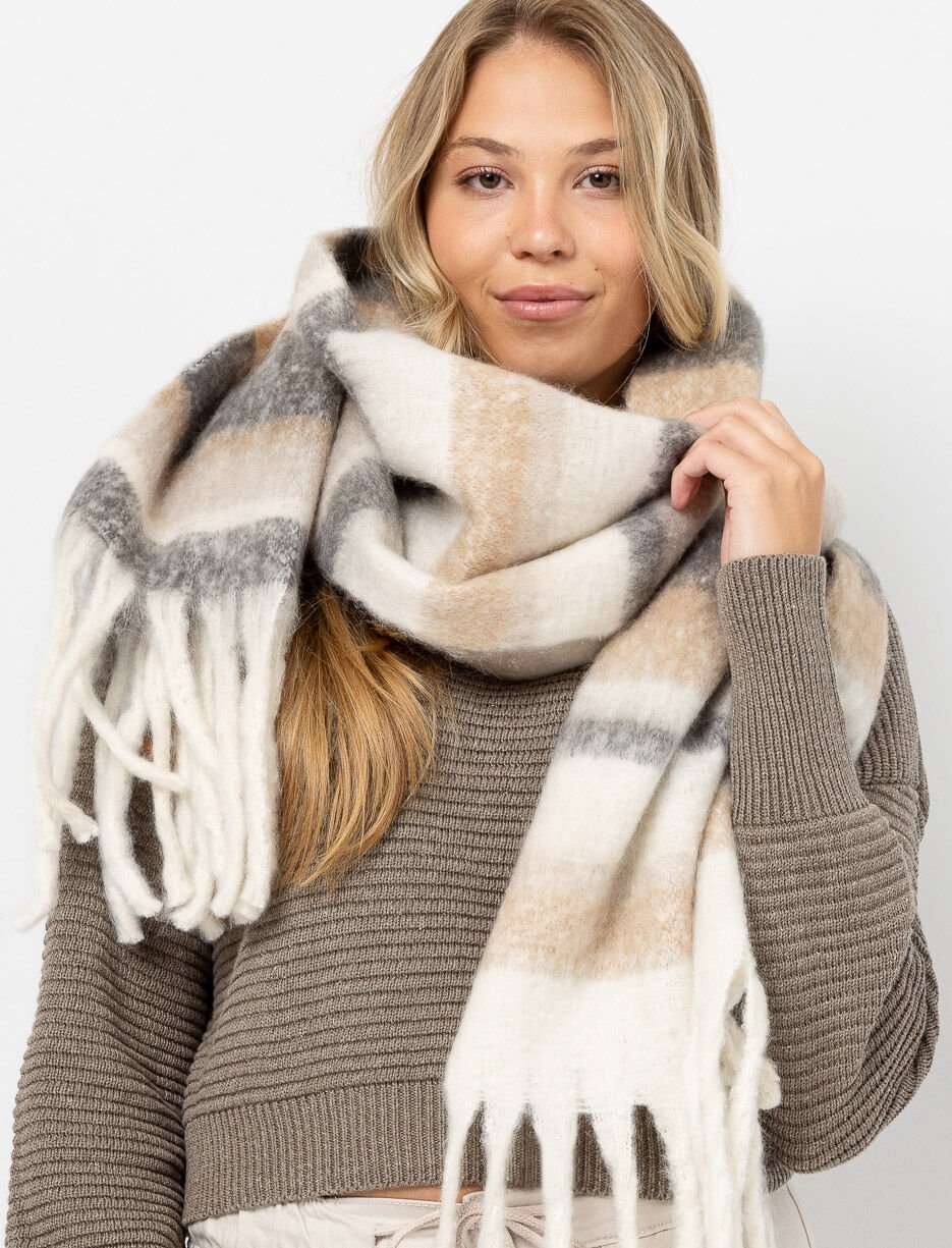Foulard à rayures avec franges Foulard à rayures avec franges