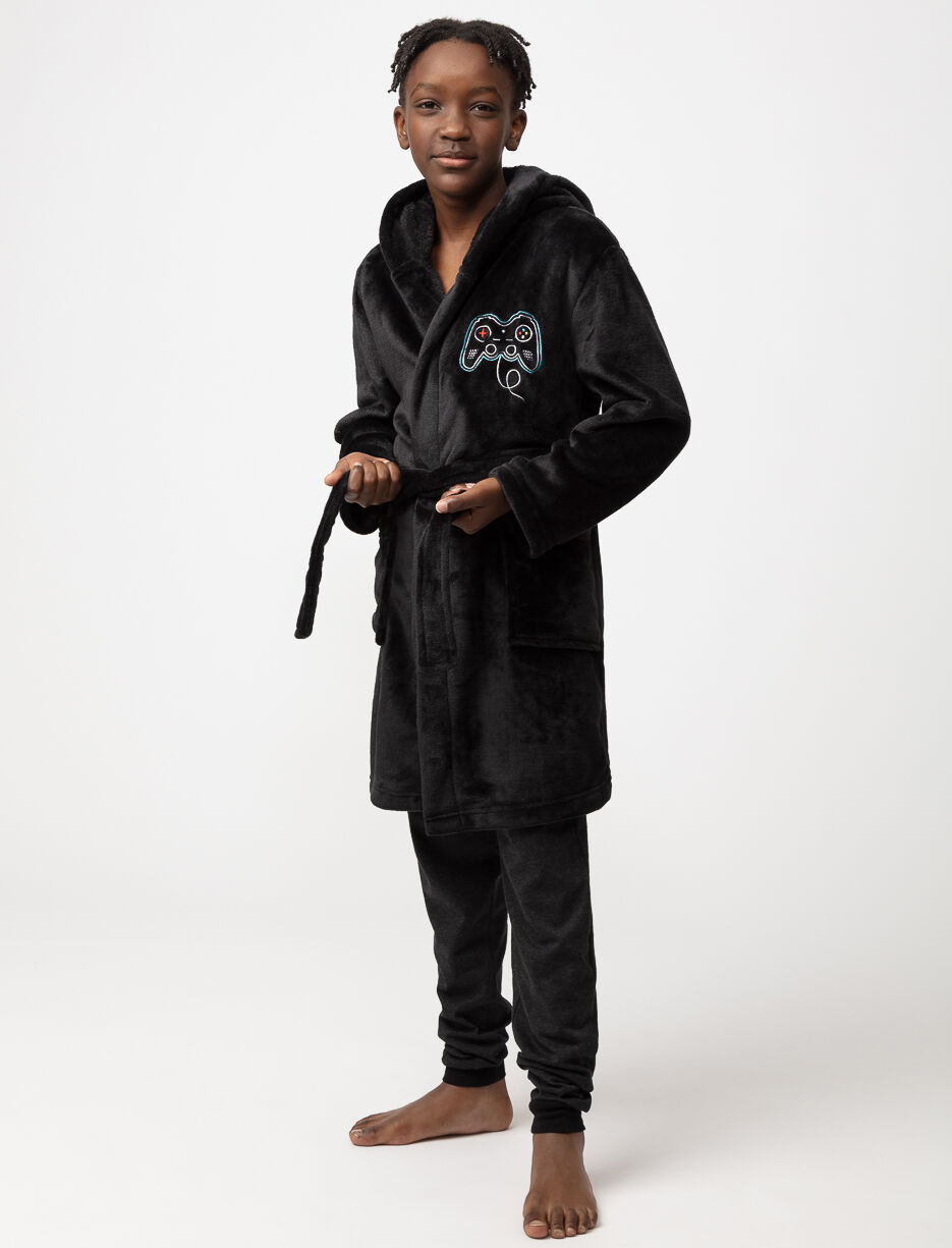 Robe de chambre en peluche avec broderie