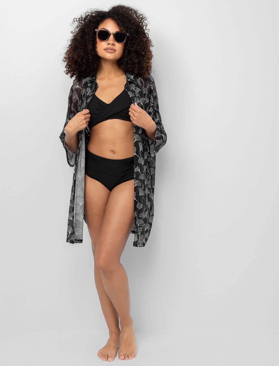 Printed Long Shirt Cover-Up