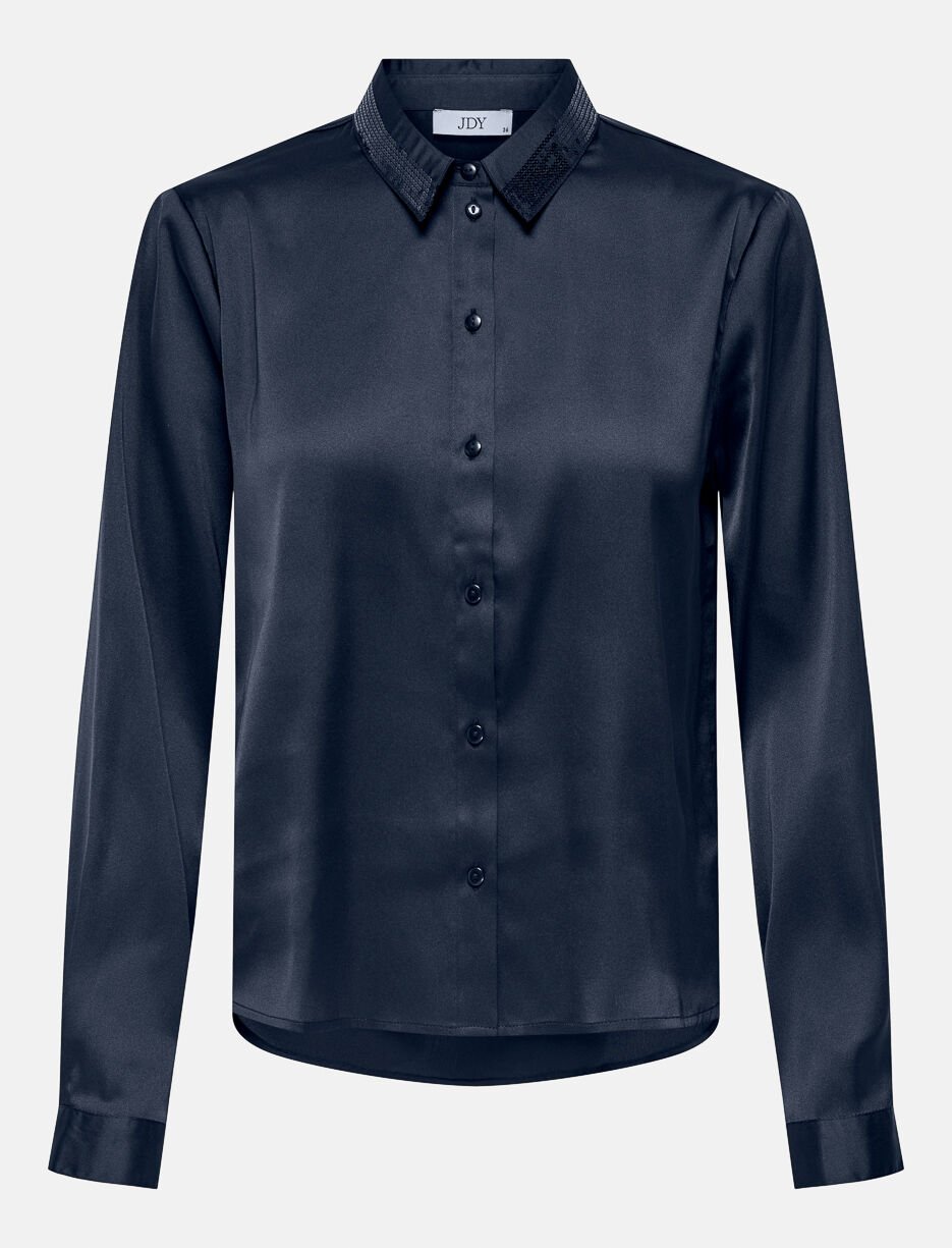 Chemise satinée à col pailleté