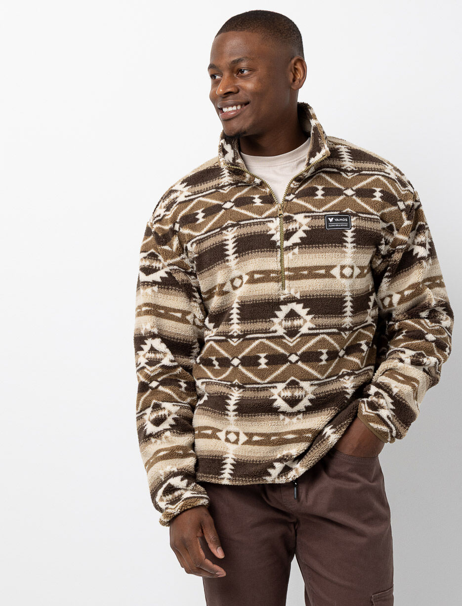 Polar à motif aztèque à demi-zip