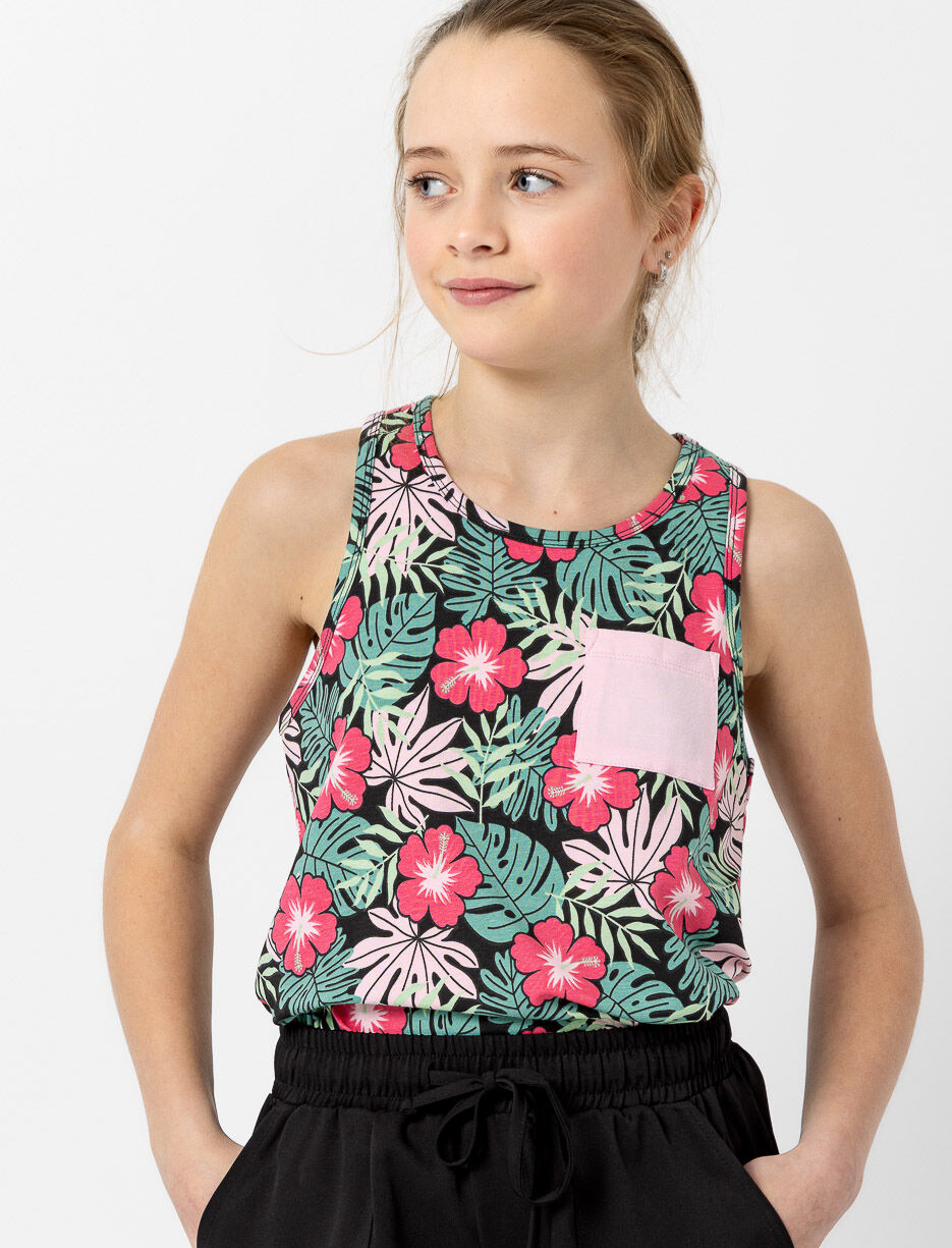 Camisole fleurie &agrave; dos nageur
