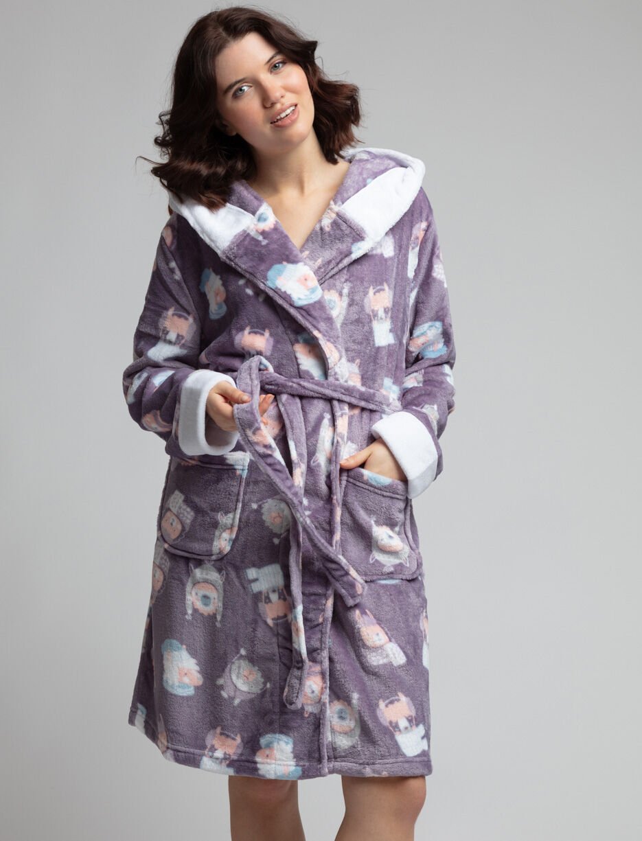 Robe de chambre en peluche à motifs