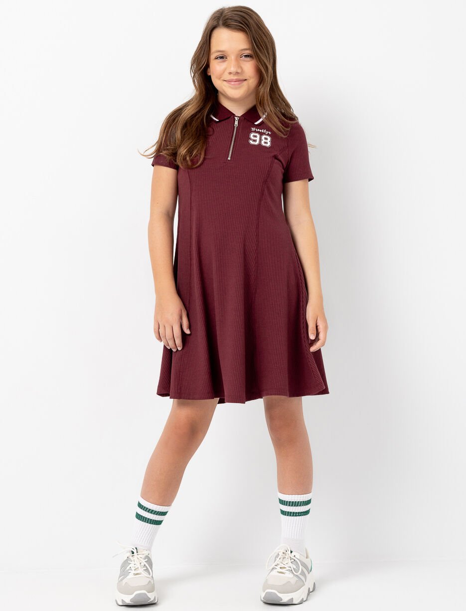 Ribbed Half-zip Varsity-style Dress
