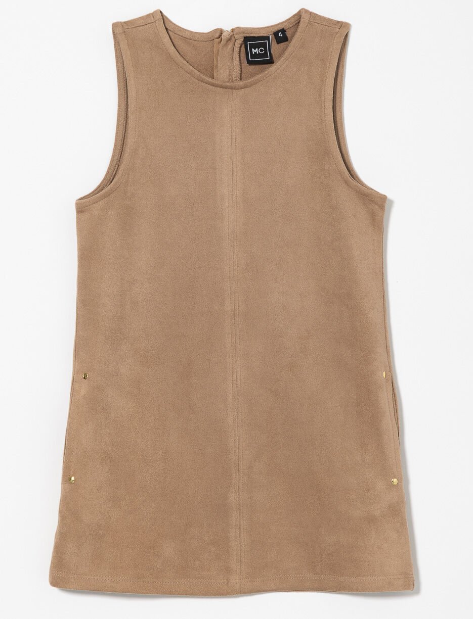 Suede Dress with Side Pockets - Little Girl Suede Dress with Side Pockets - Little Girl