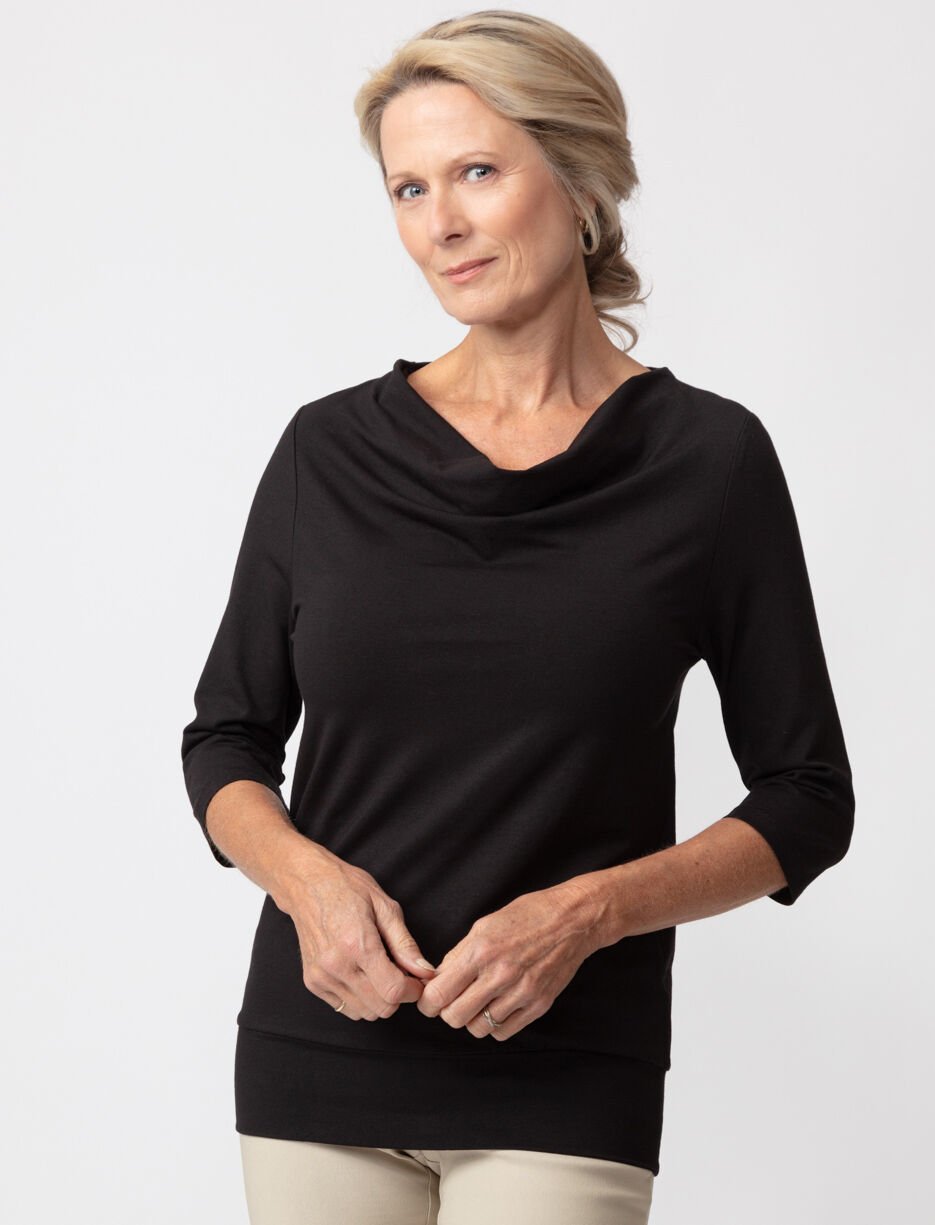 Solid Draped-neck T-shirt