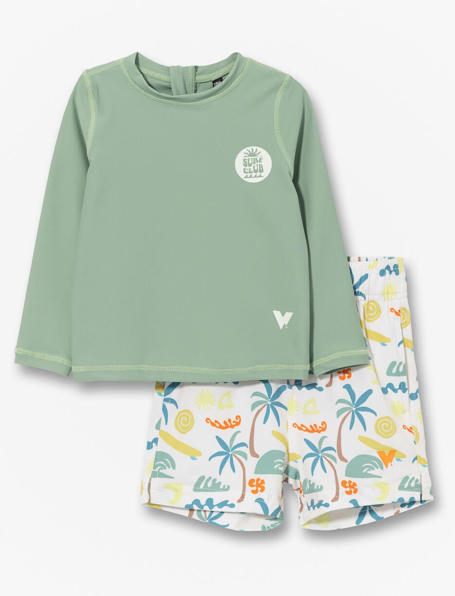 Printed 2-piece Rash Guard Swimsuit