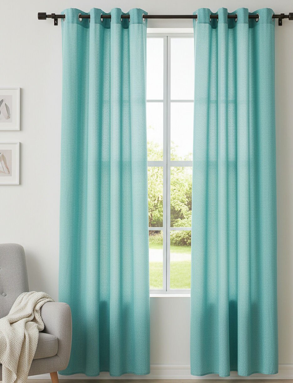 Panneau de rideau en tulle textur&eacute;