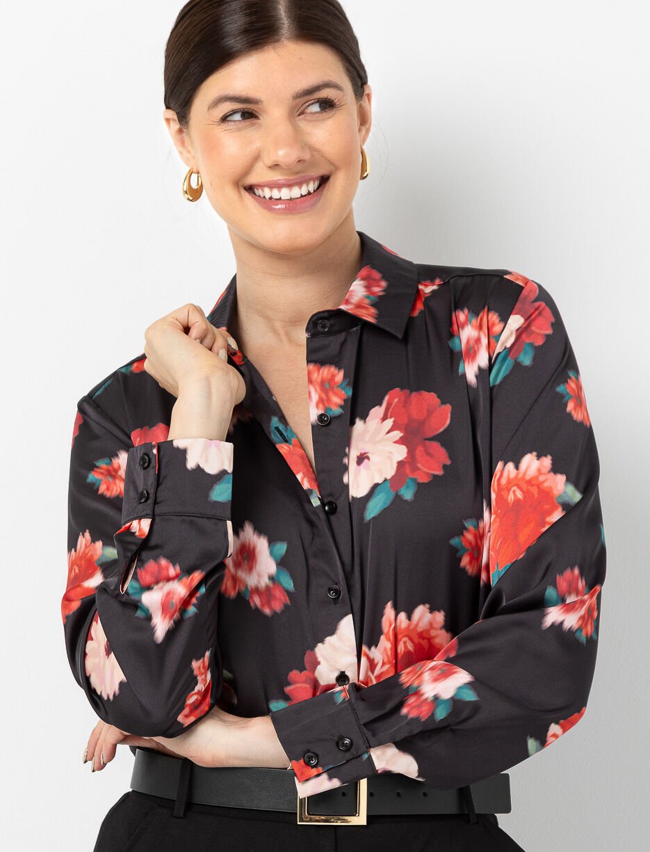 Satin Long-sleeve Blouse