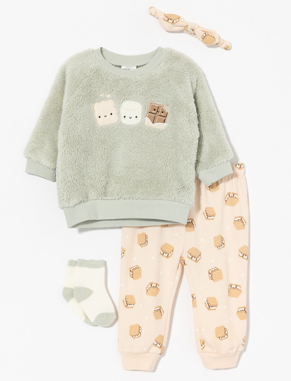 Ens. 2 pièces chandail en peluche et pantalon