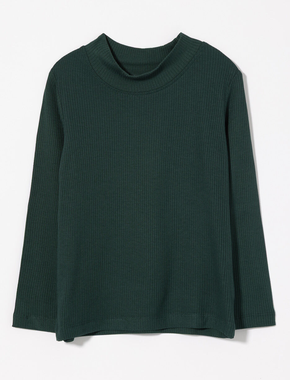 T-shirt côtelé à col montant - petite fille