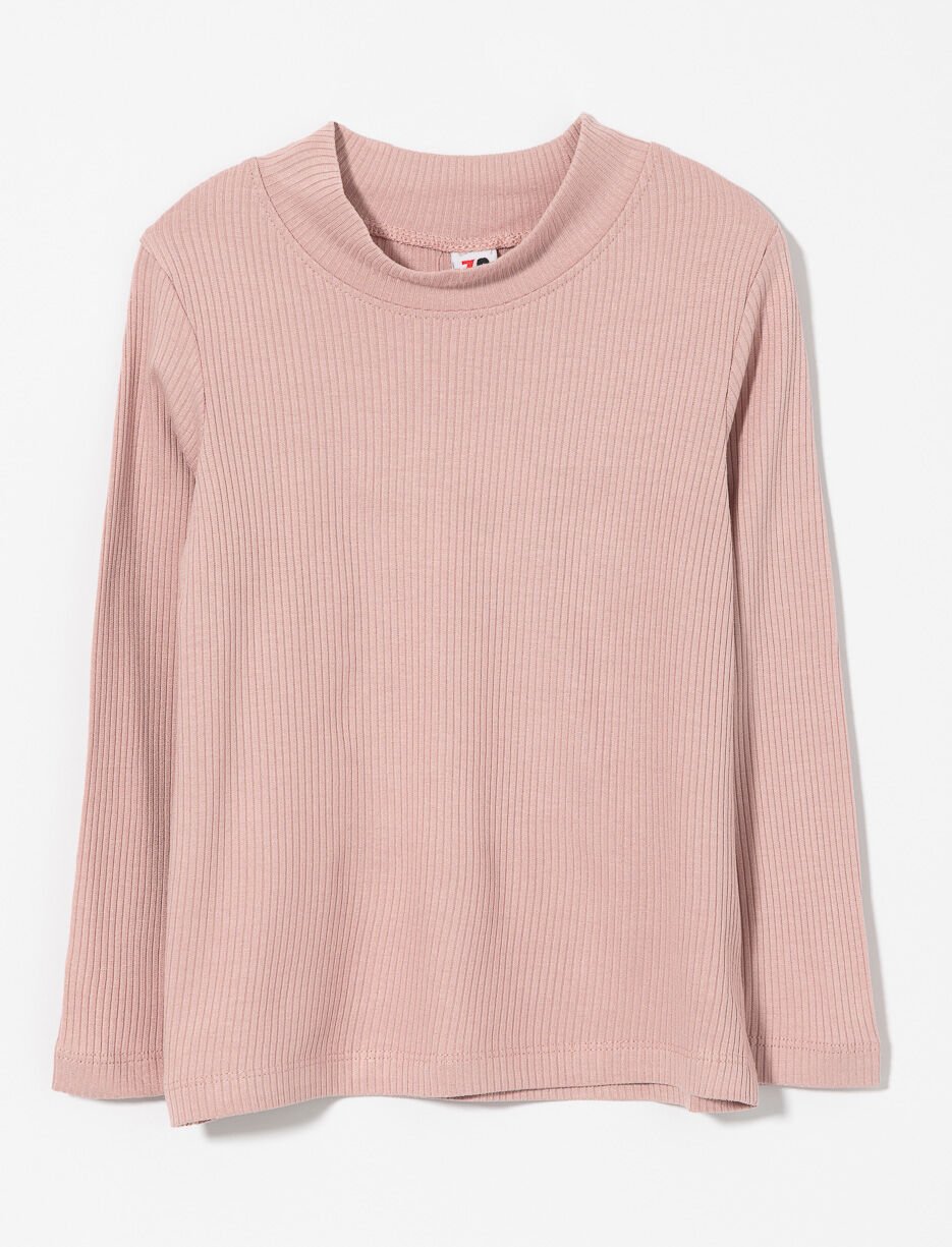 T-shirt côtelé à col montant - petite fille
