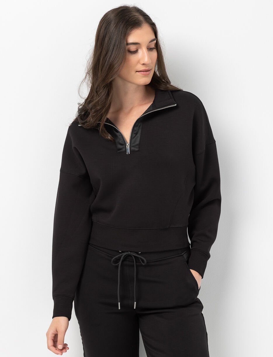 Chandail à manches tombantes et demi-zip