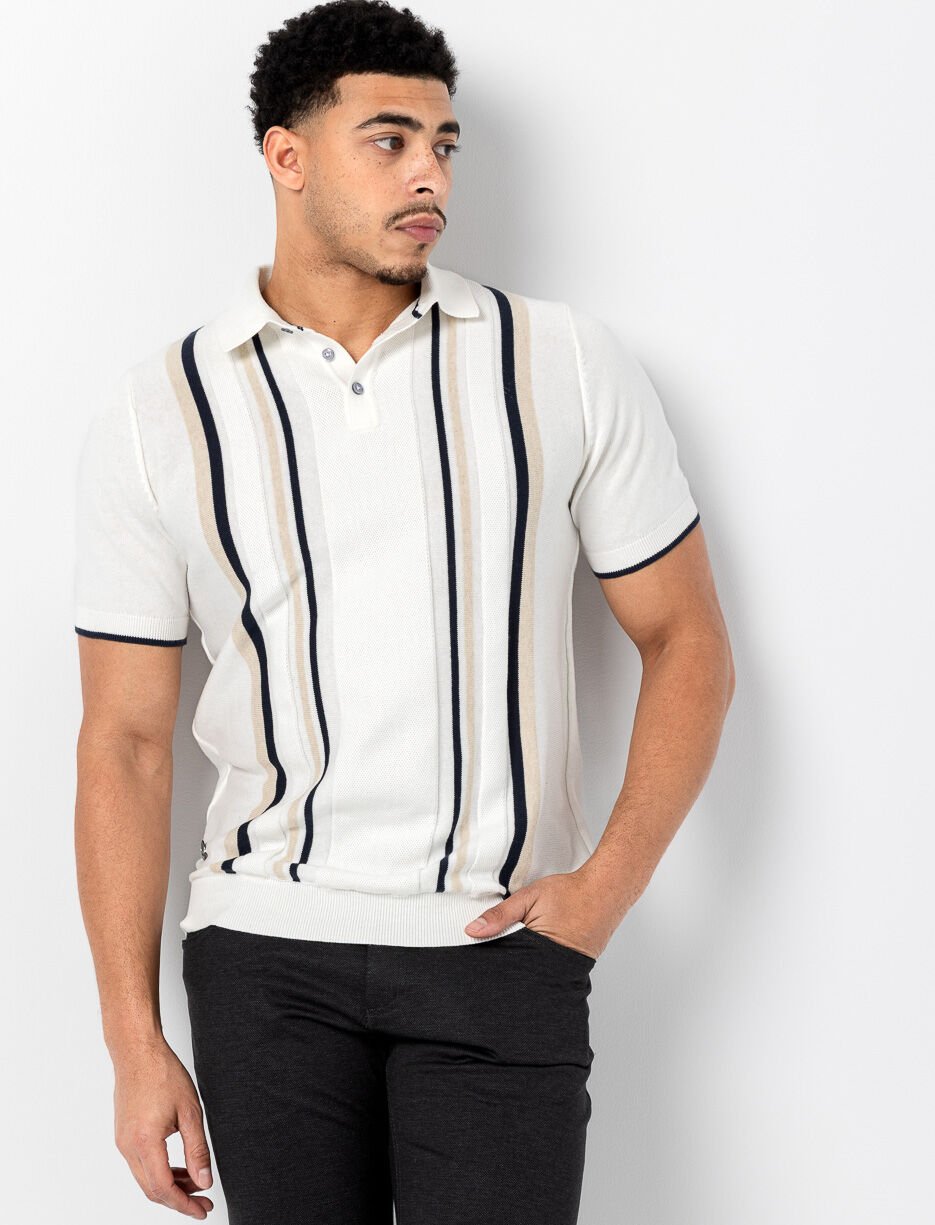 Polo ray&eacute; en tricot