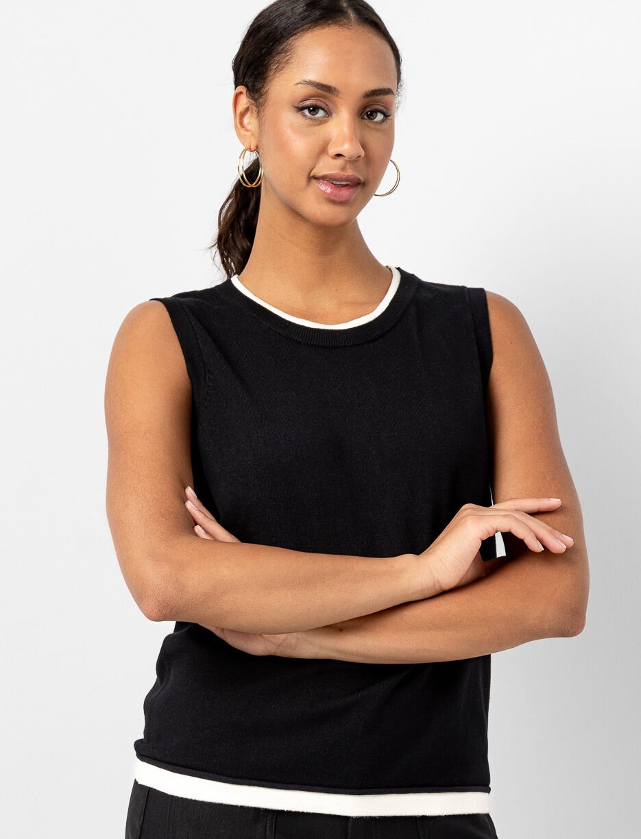 Camisole sans manches à ourlet contrastant
