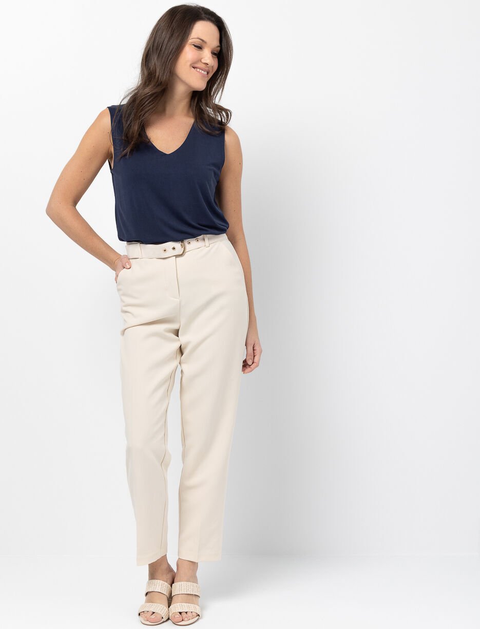 Slim-leg Belted Pants