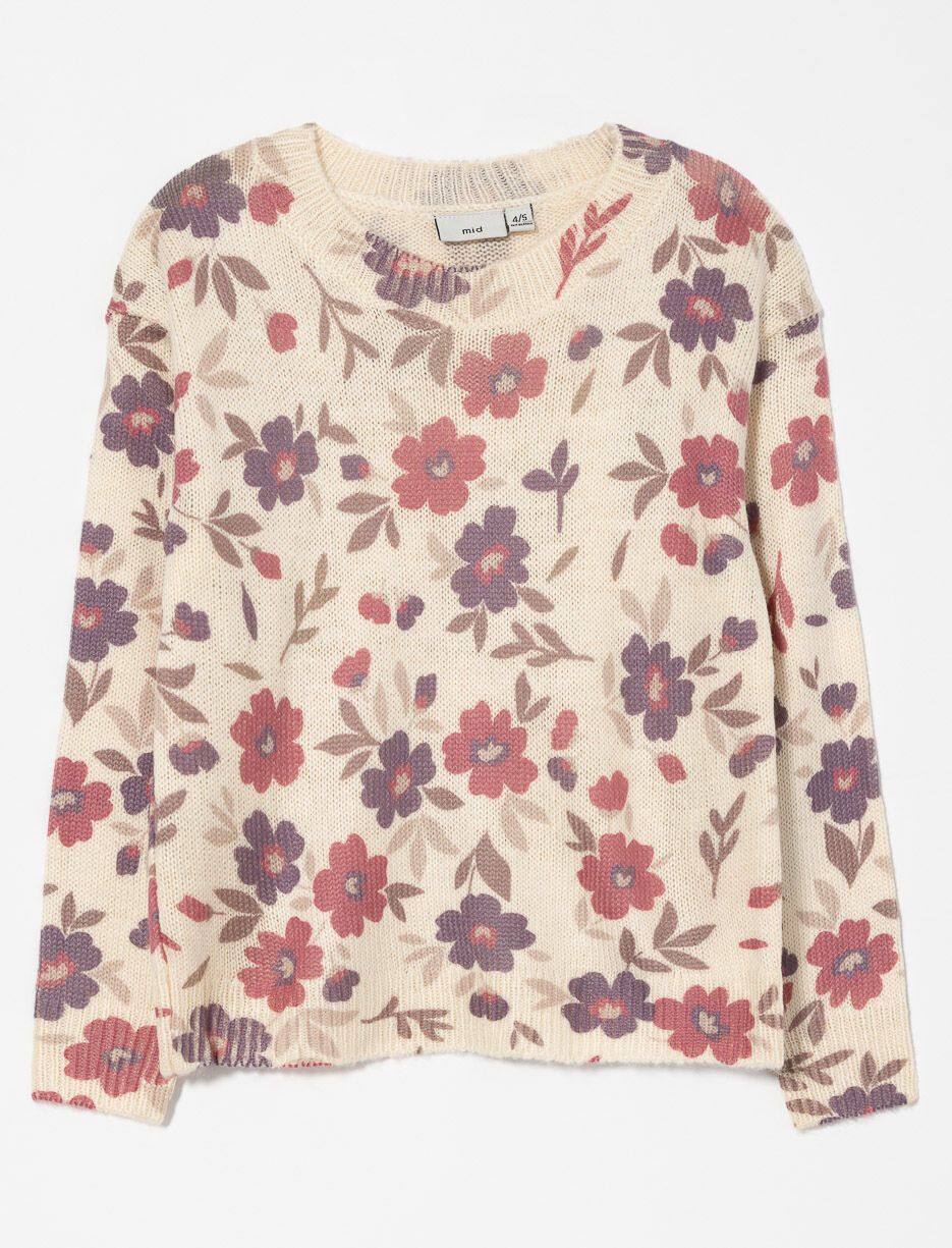 Floral Knit Sweater - Little Girl