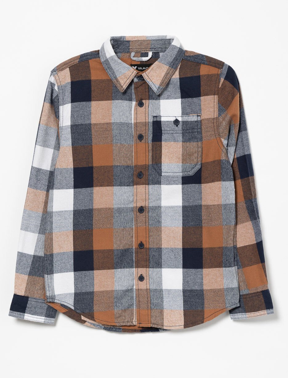 Chemise en flanelle à carreaux avec poche