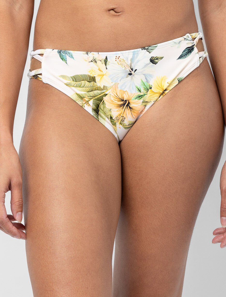 Printed Side Cut-out Bikini Bottom