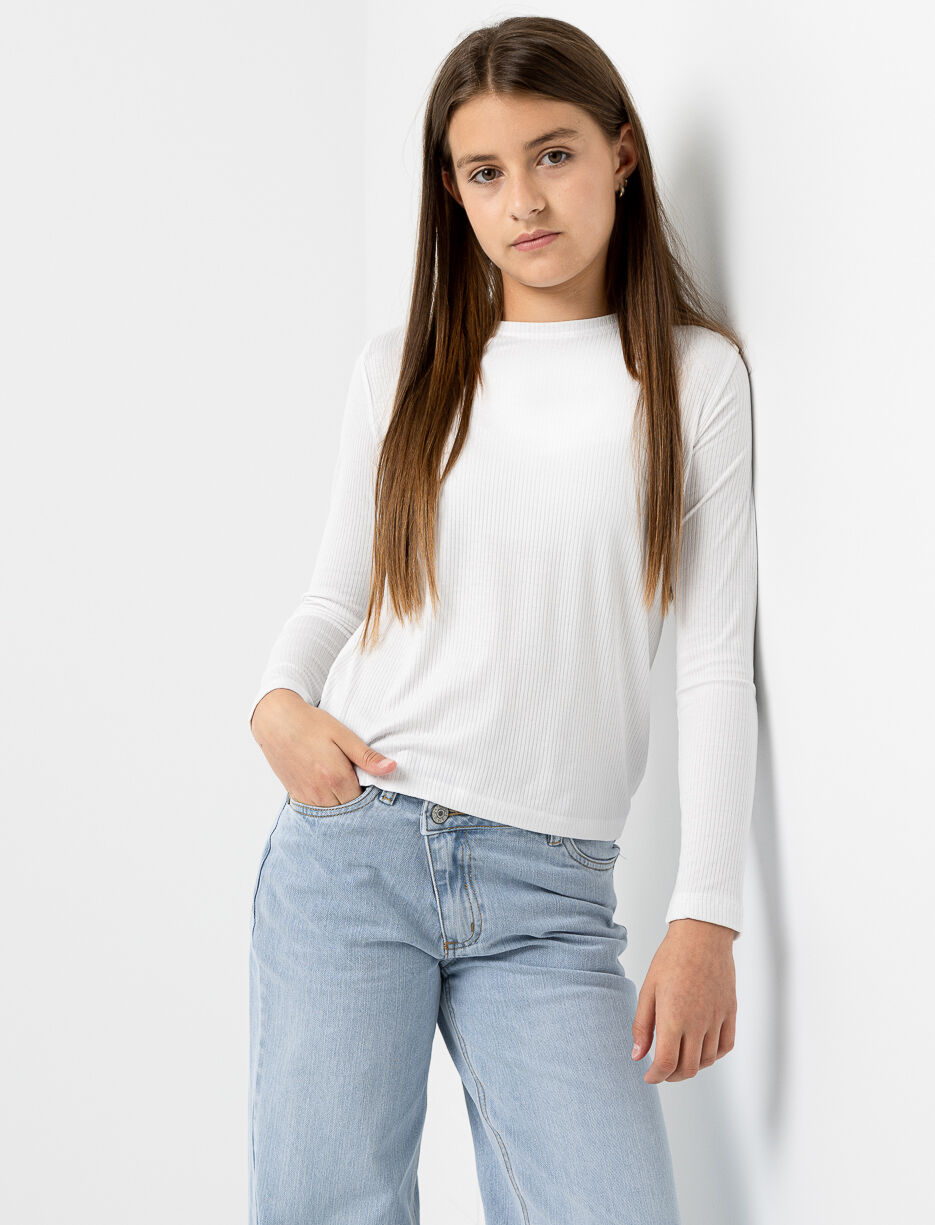T-shirt côtelé à col rond