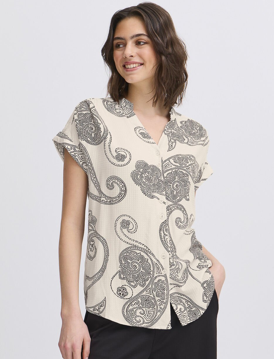 Printed V-neck Blouse