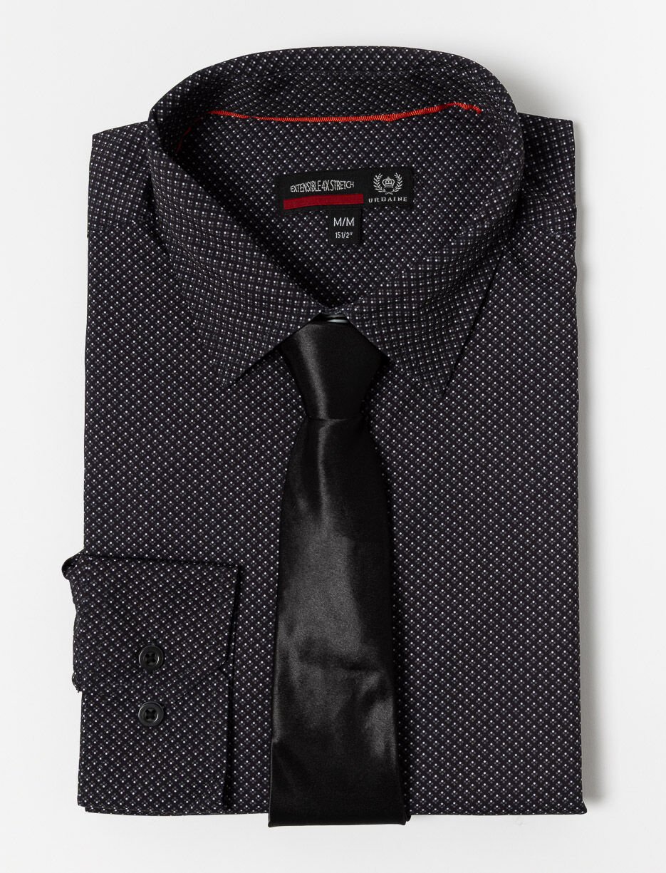 Chemise à motif avec cravate assortie