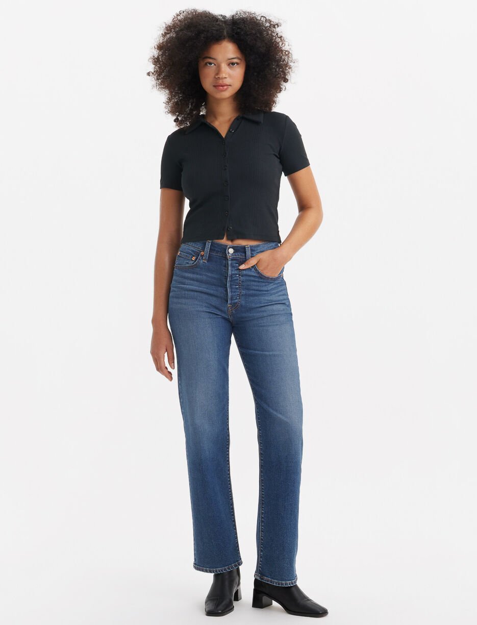 Jean jambe droite à taille haute