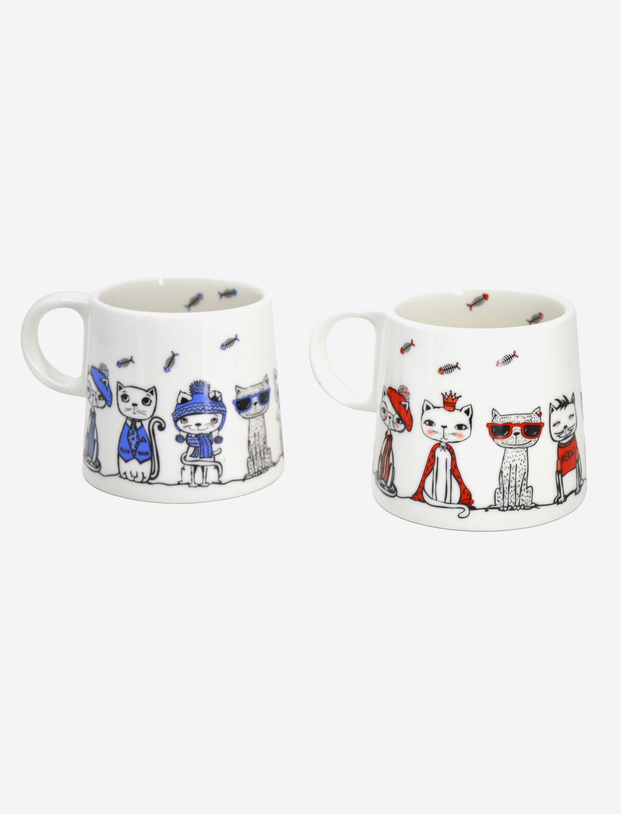 Ensemble de 2 tasses chats en porcelaine fine