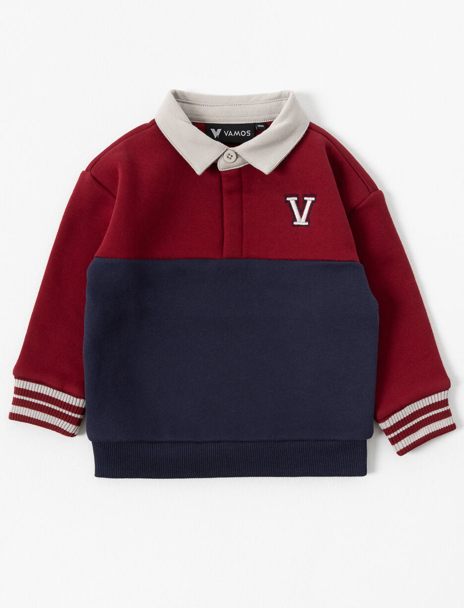 Three-tone Fleece Polo Sweater - Baby Boy