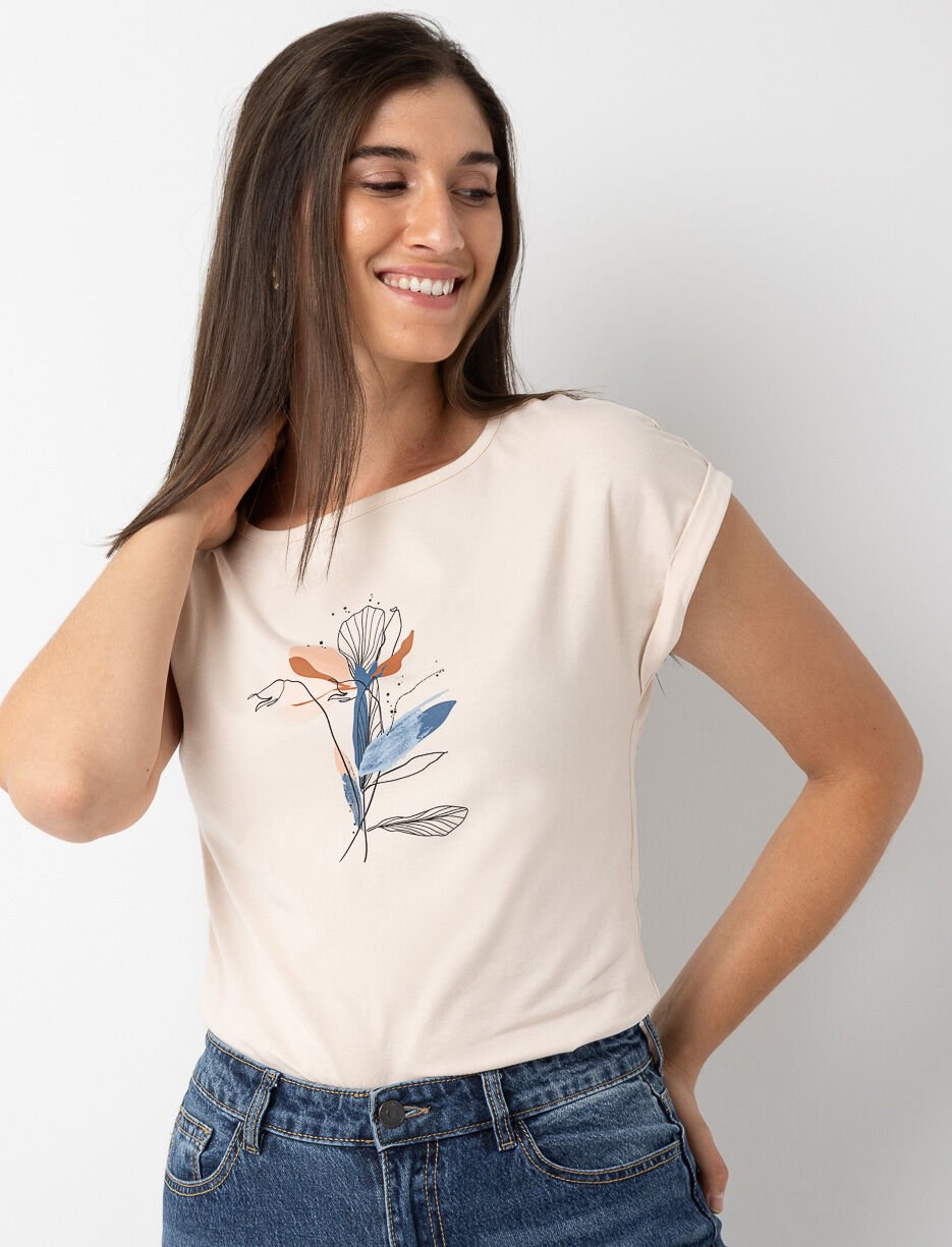 T-shirt imprimé à manches dolman