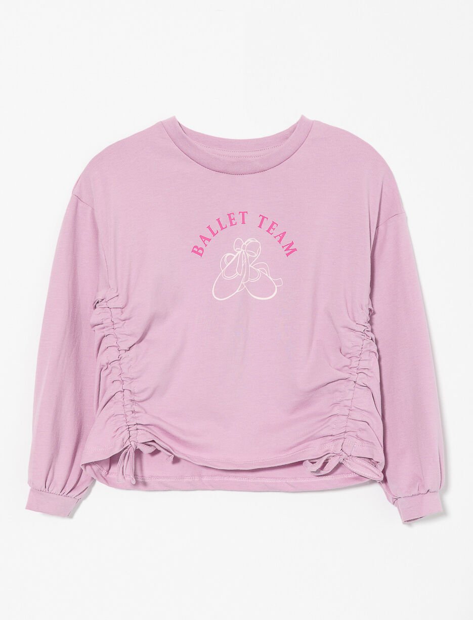 T-shirt imprimé avec détails froncés - petite fille