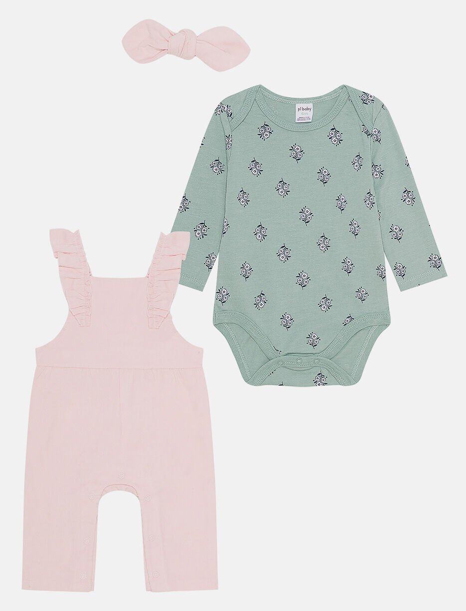 2-piece Set Bodysuit and Ruffle Overalls