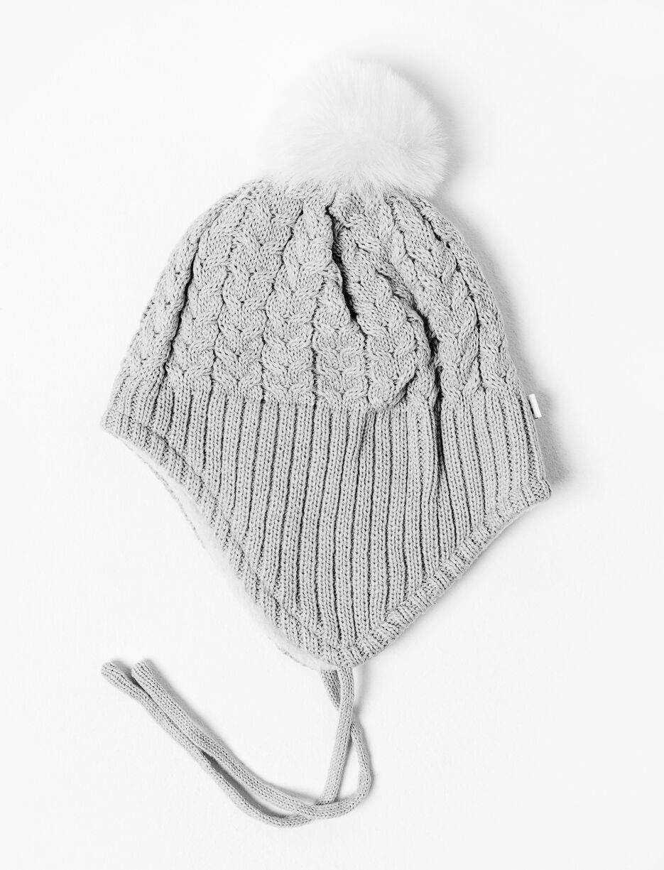 Recycled Knit Pompom Beanie - Little Girl