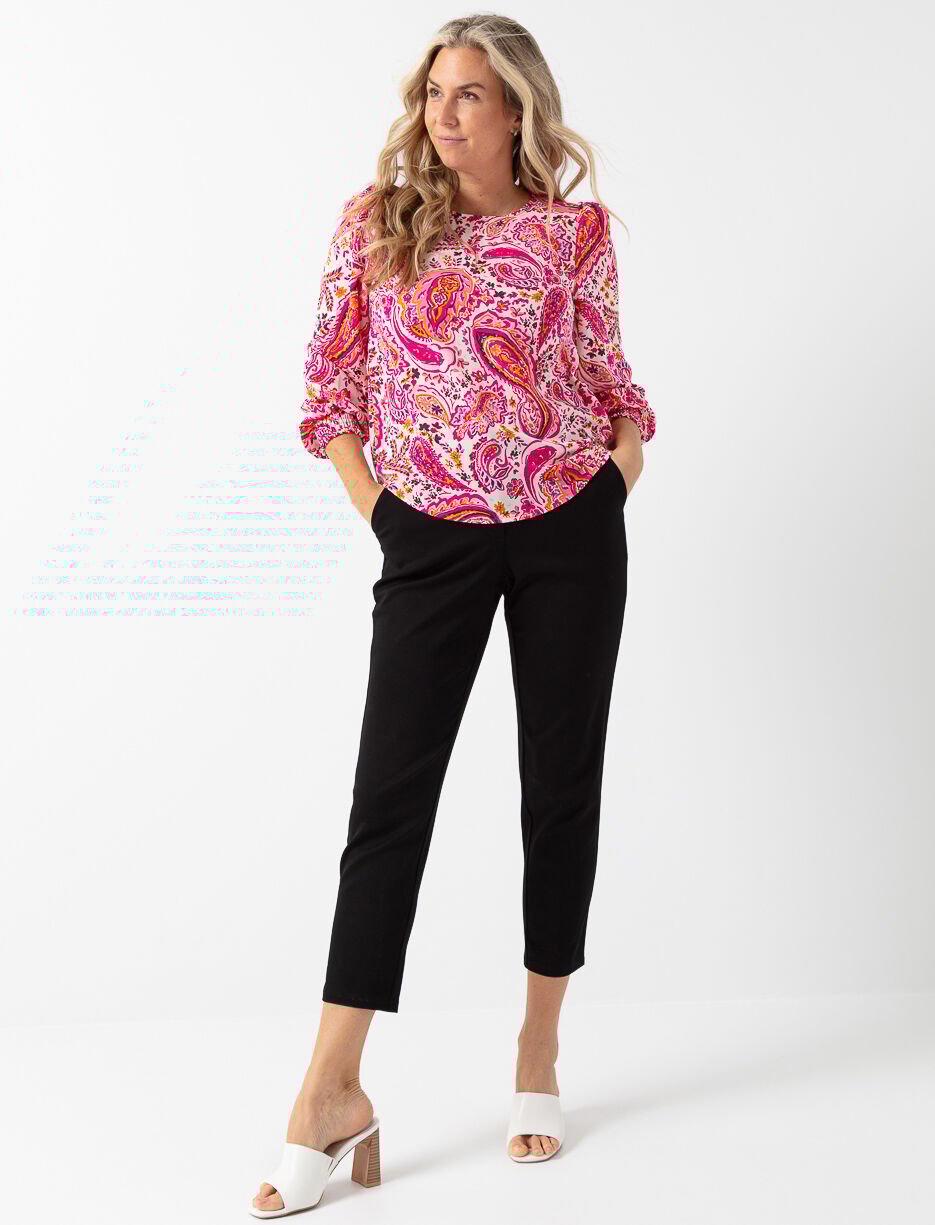 Pantalon uni à taille régulière