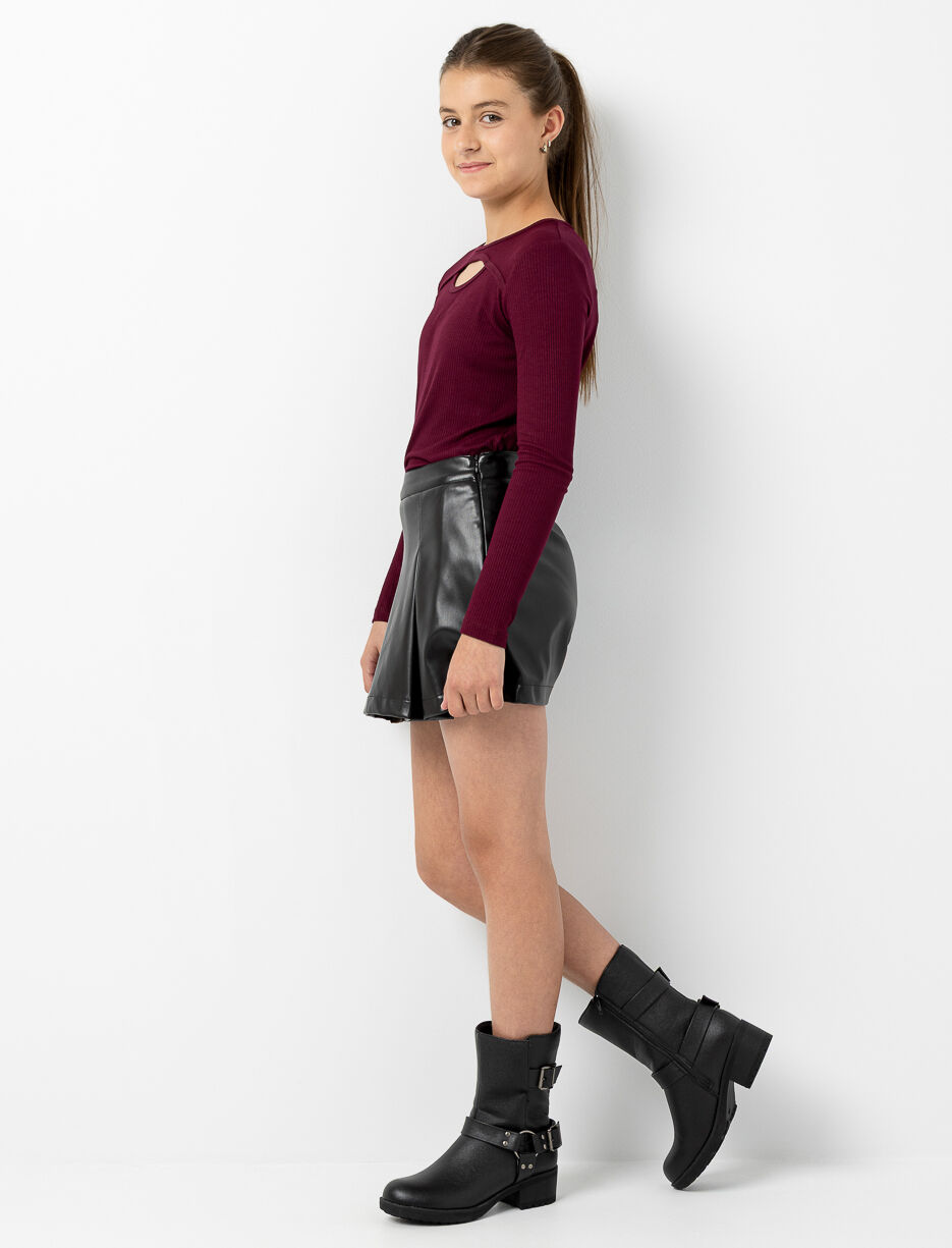Faux Leather Pleated Skort