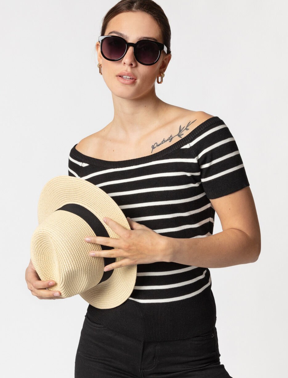 Knit Boat-neck T-shirt