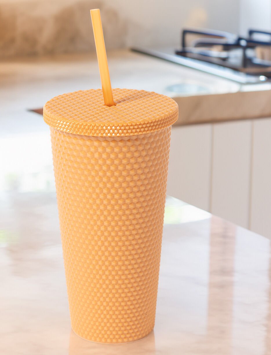 Textured Travel Cup with Straw
