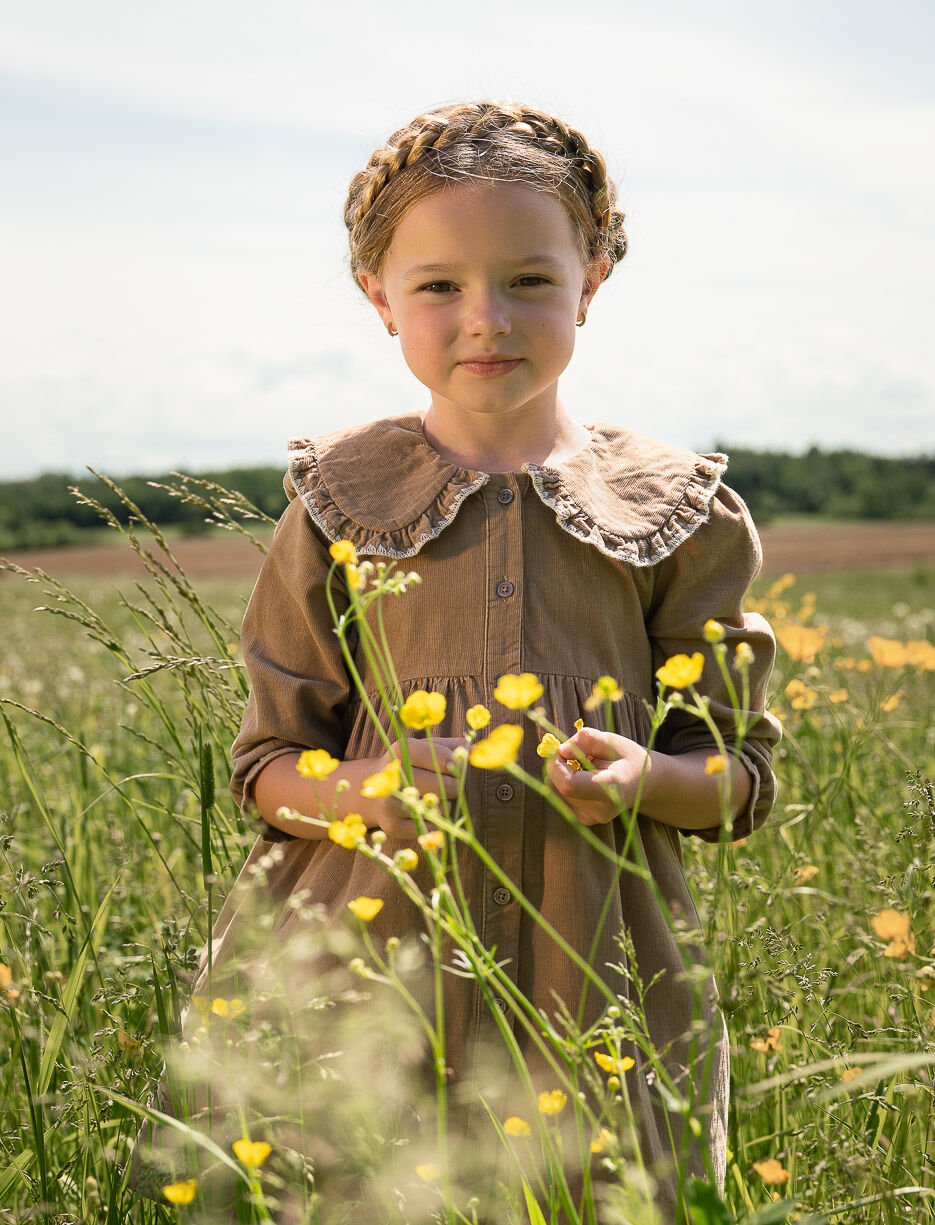 Robe boutonnée à col festonné - petite fille