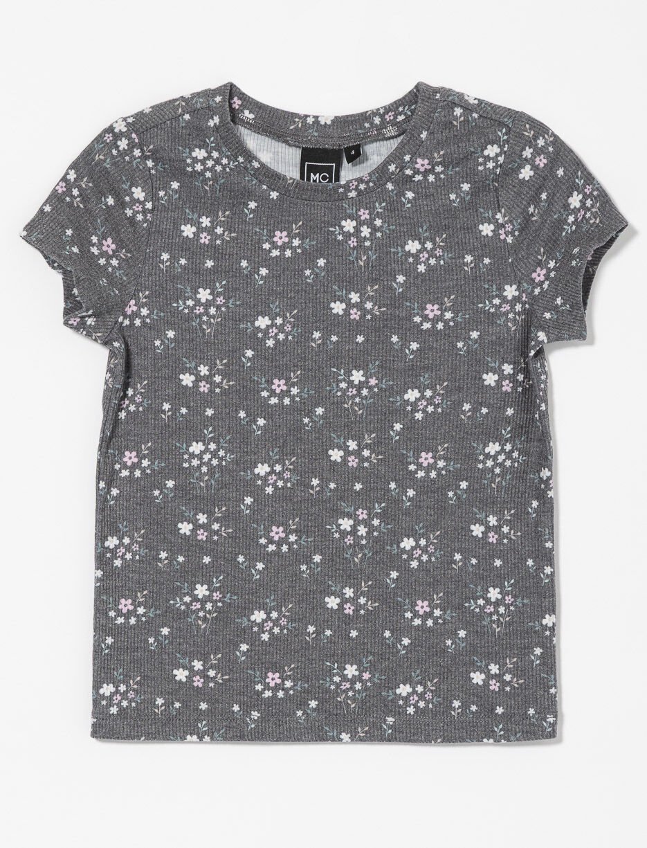 Floral Ribbed T-shirt - Little Girl