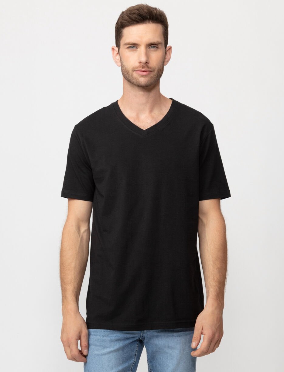 T-shirt à col en V en coton bio