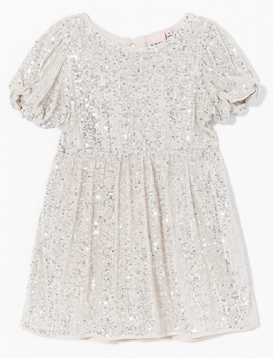 Sequin Puff-sleeve Dress - Little Girl