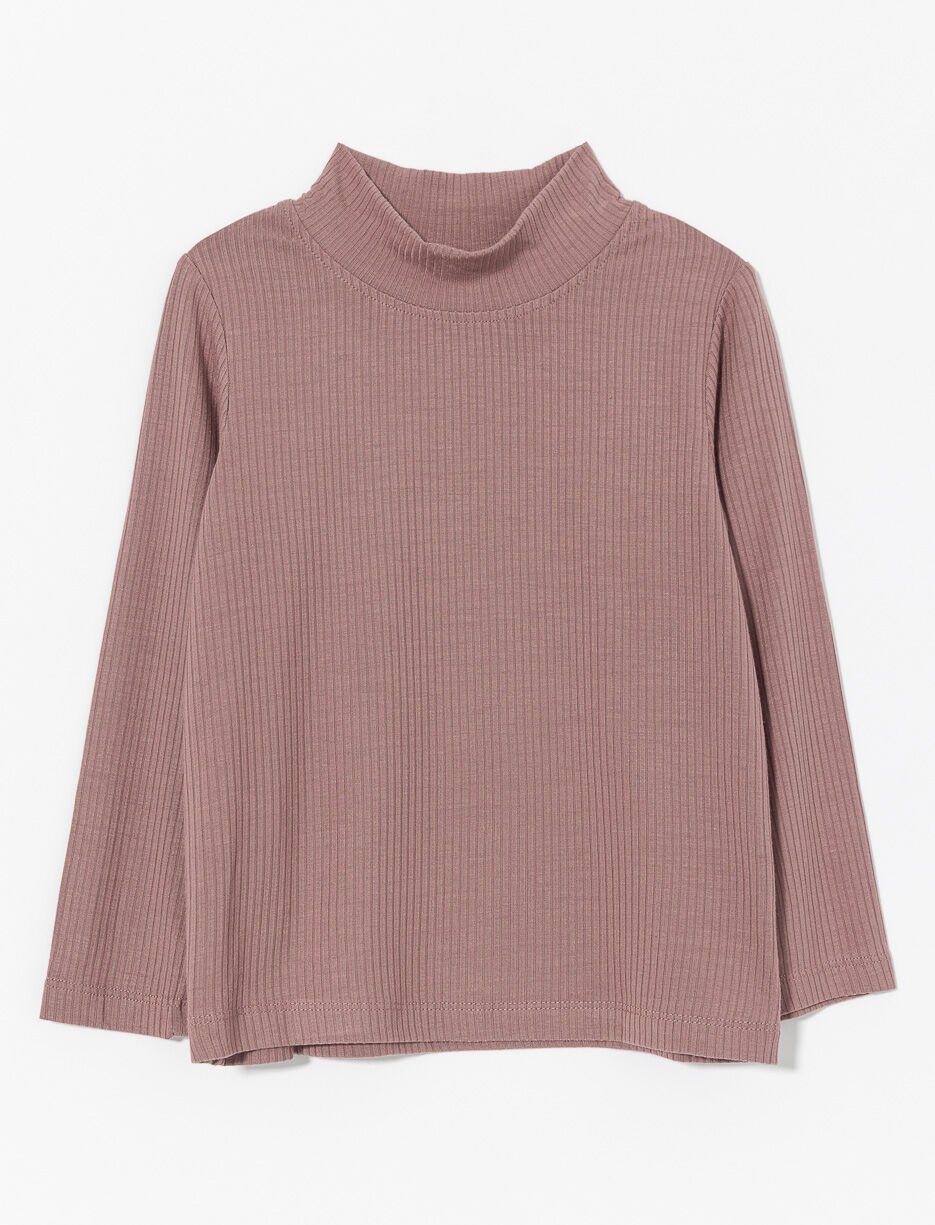 T-shirt côtelé à col montant - petite fille