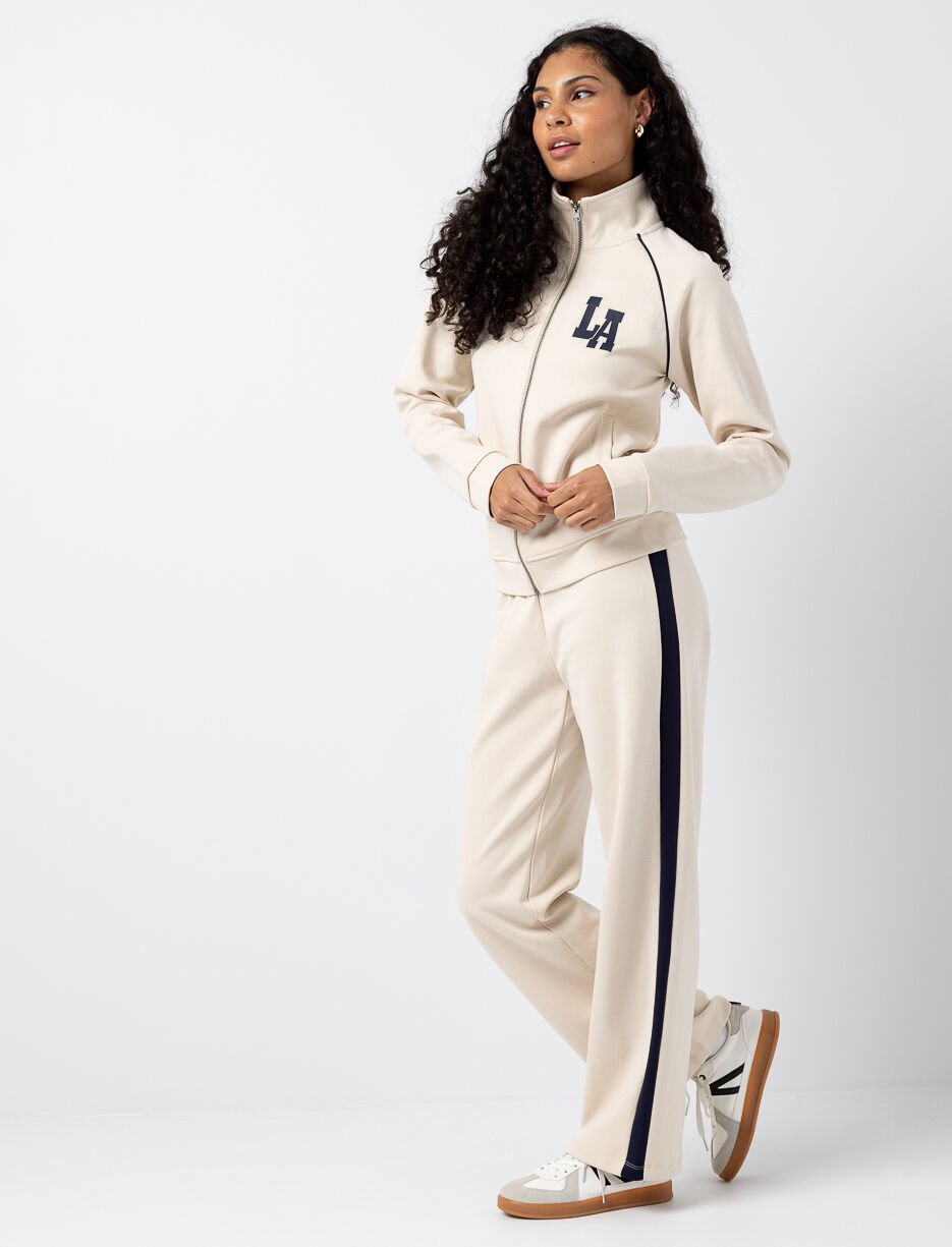 Elastic-waist Pants with Contrast Stripes