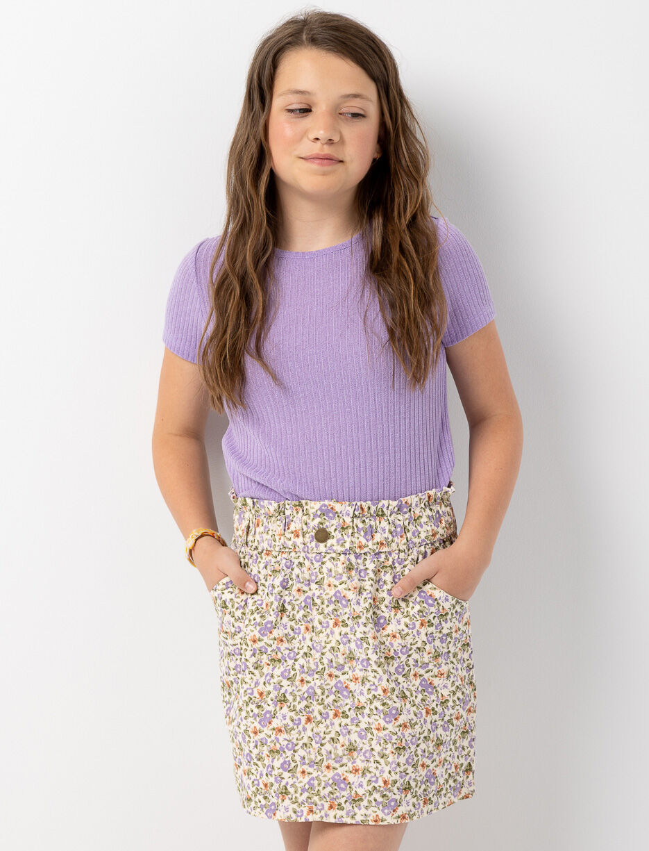 Floral Skirt with Elastic Waist