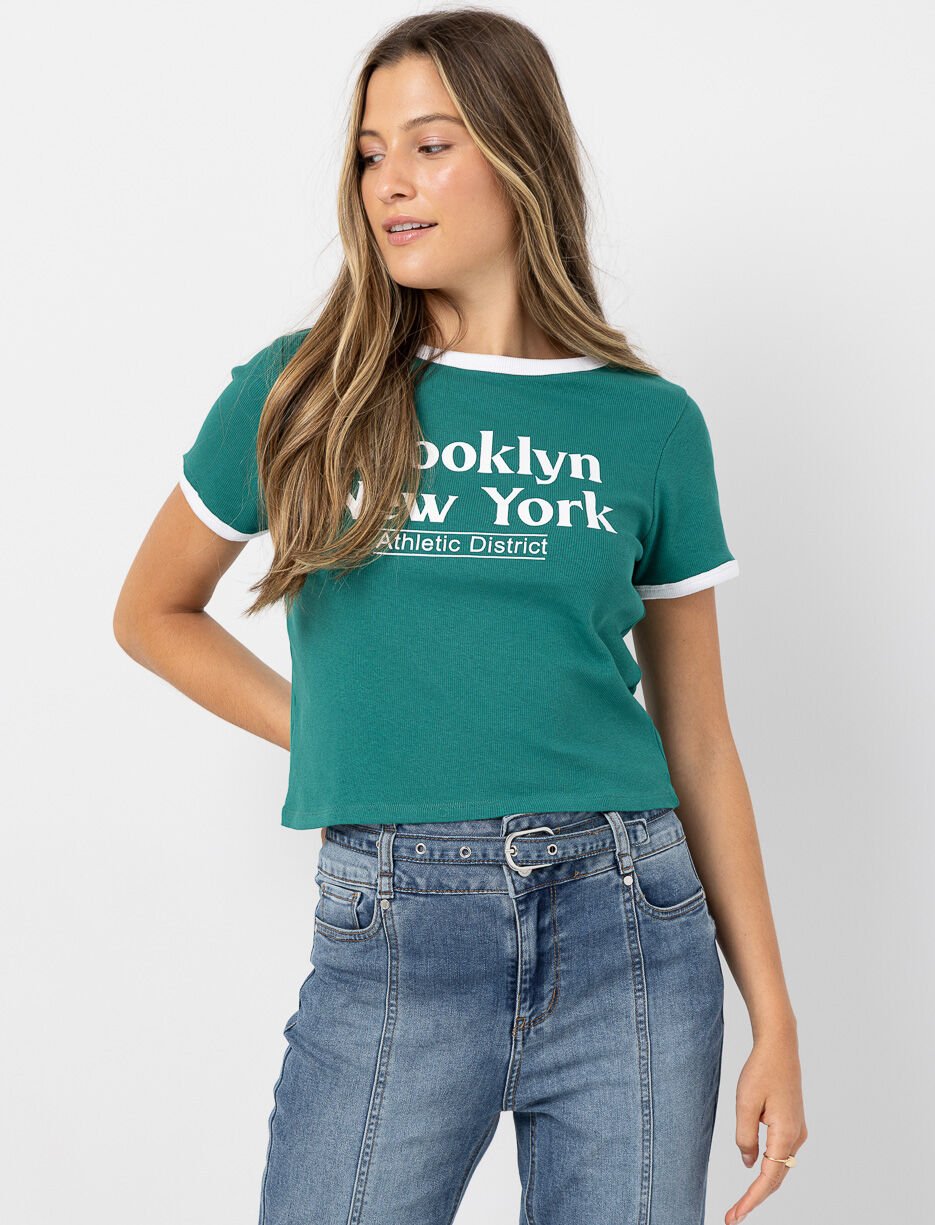 Ribbed Embroidered Crop Top