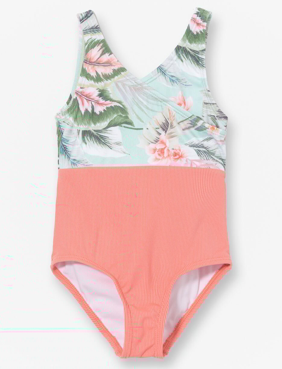 Printed Wrap 1-piece Swimsuit - Little Girl